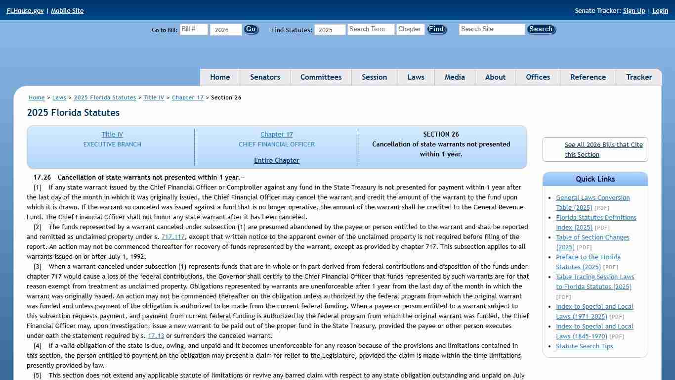 Chapter 17 Section 26 - 2025 Florida Statutes - The Florida Senate