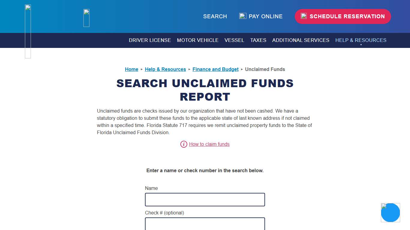 Unclaimed Funds - Constitutional Tax Collector